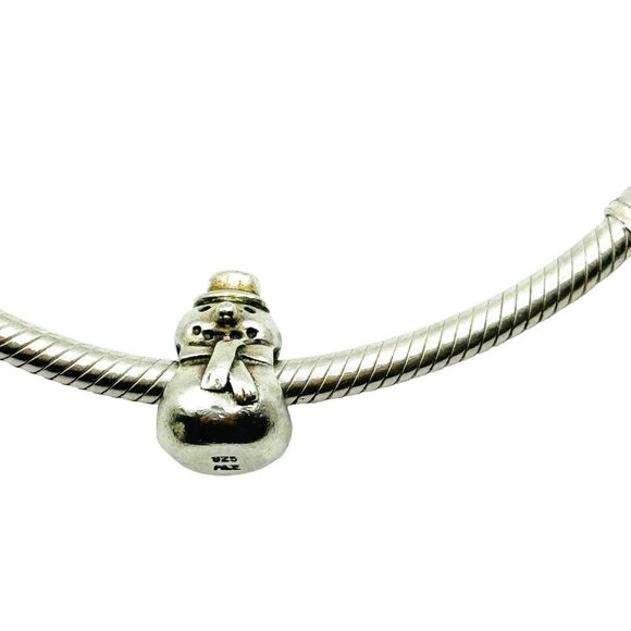 Authentic Pandora Sterling Silver Snowman Charm 790374 ALE - Picture 1 of 7